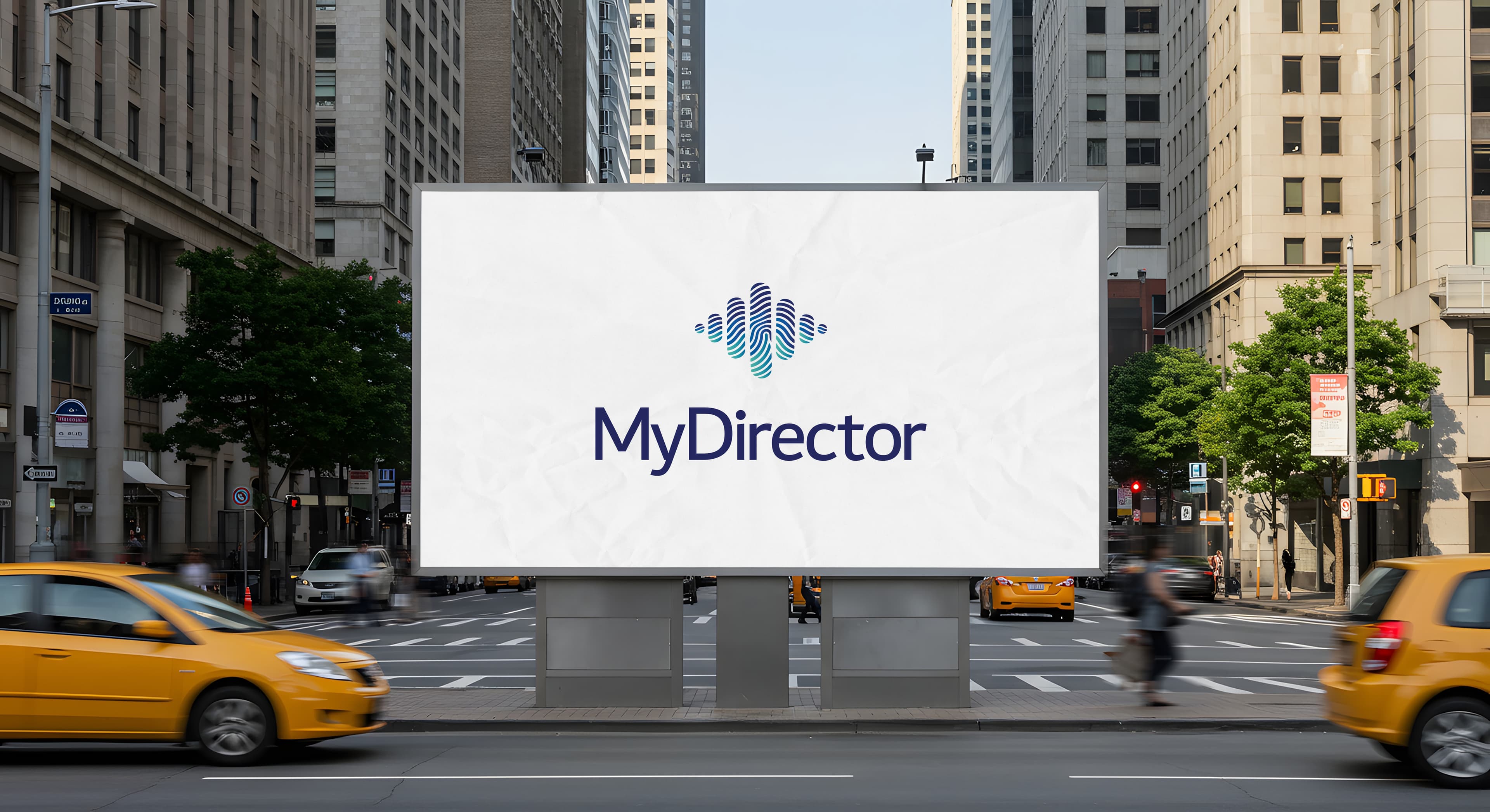 MyDirector AI brand billboard in New York City